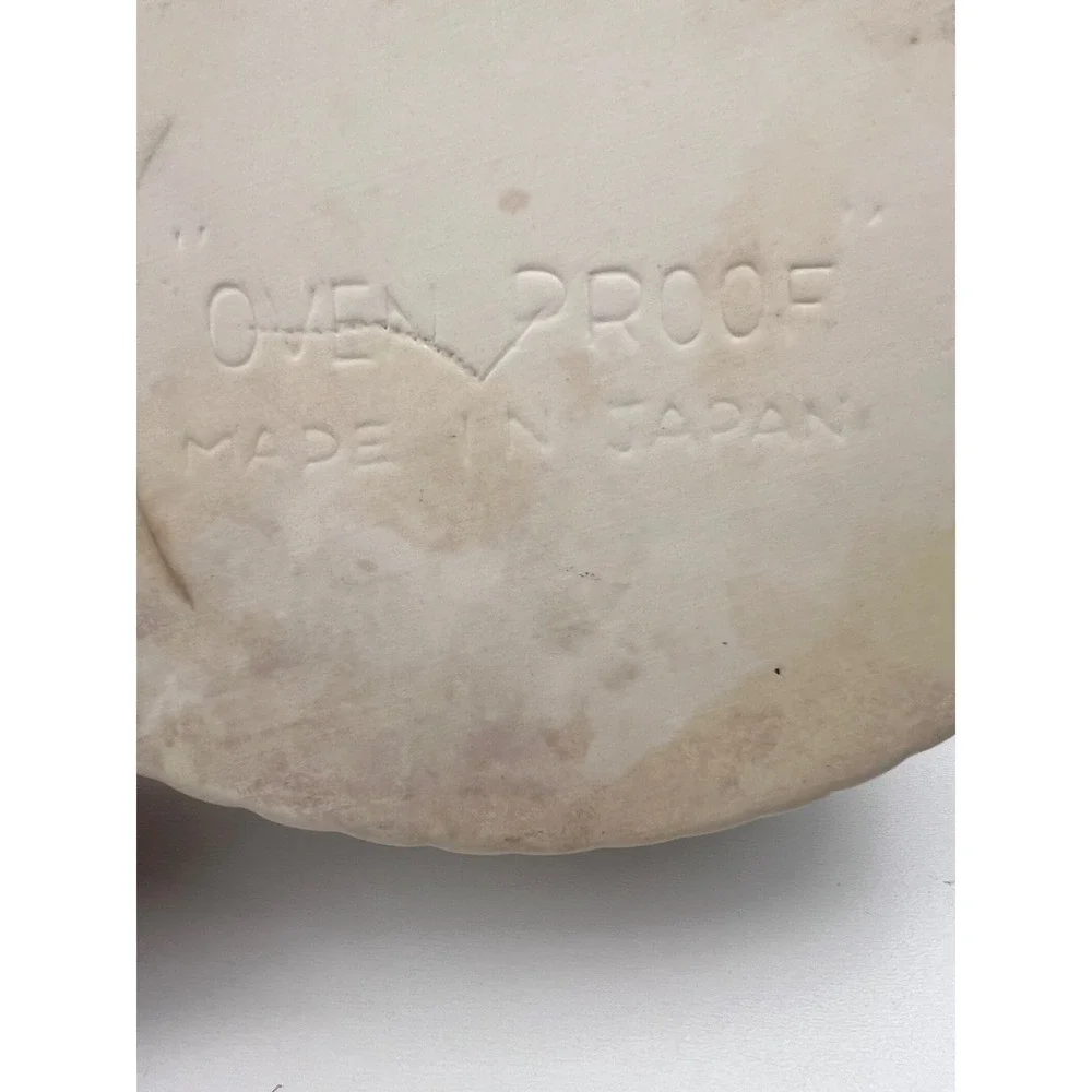 Vintage White Japan Covered Casserole‎ Dish Oven Proof Oval Lid Stoneware Ribbed